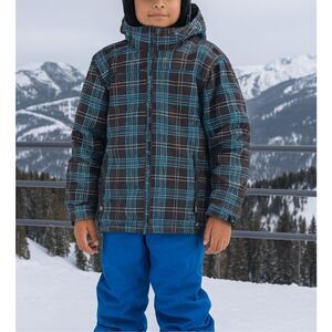 Killtec Boys Blue Plaid Full Zip All Weather Snowboarding Jacket sz 12 Resort Ou